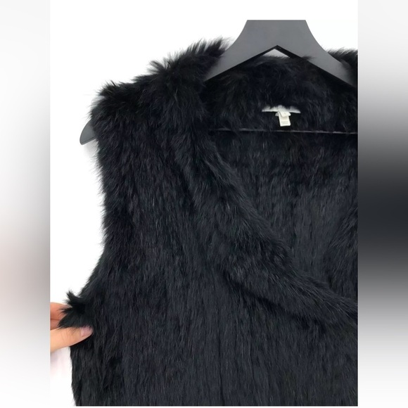 JOIE Andoni Rabbit Fur Vest Black S EUC Designer Luxury - Picture 2 of 8